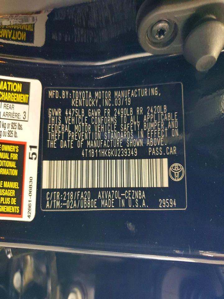 2019 TOYOTA CAMRY