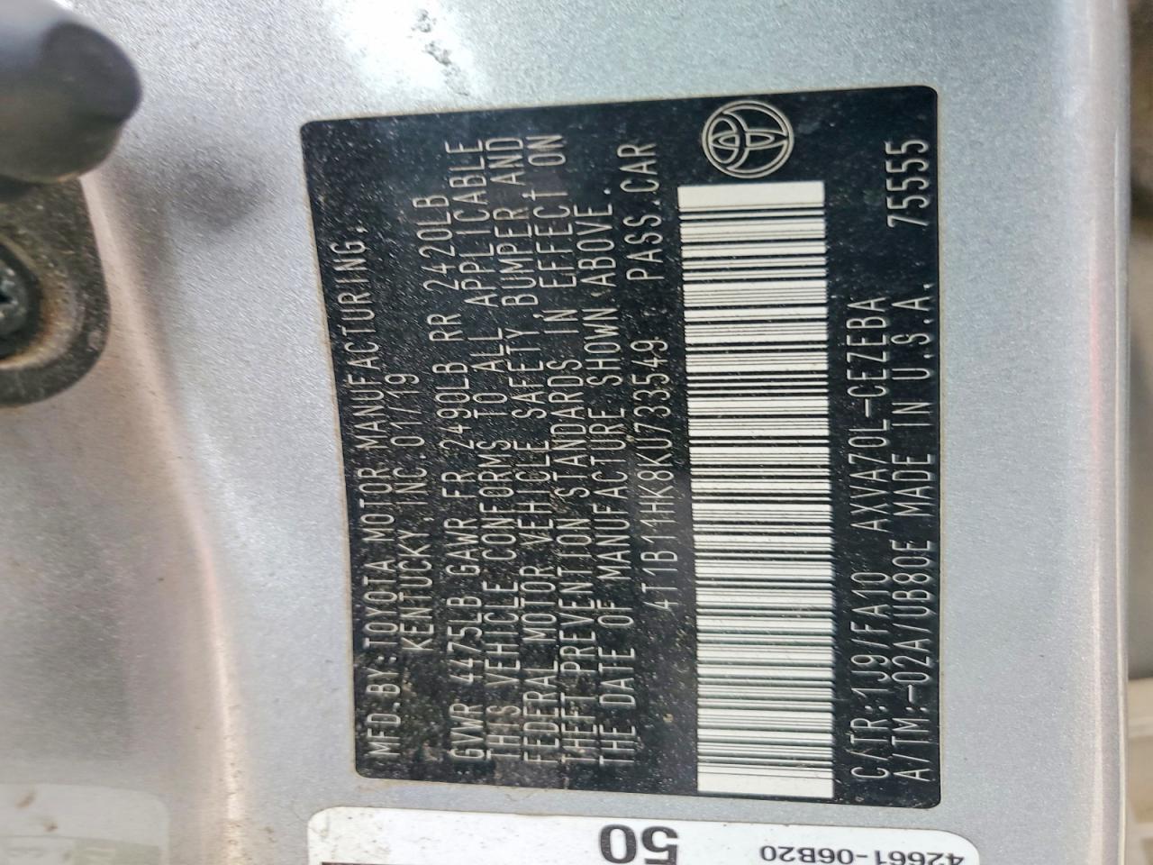 2019 TOYOTA CAMRY