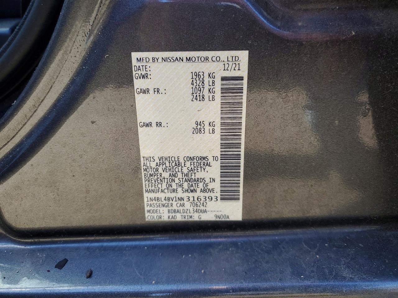 2022 NISSAN ALTIMA