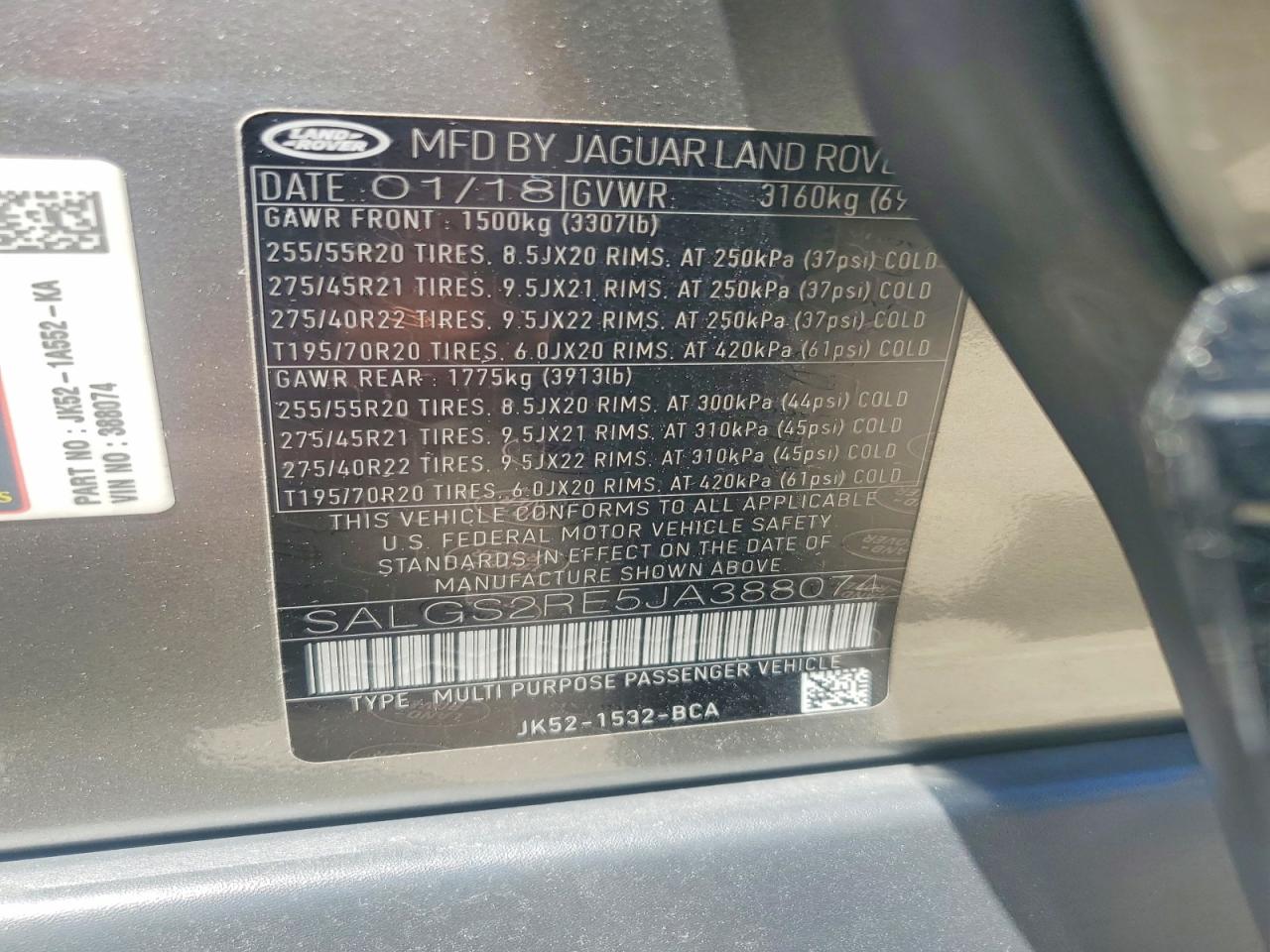 2018 LAND ROVER RANGEROVER