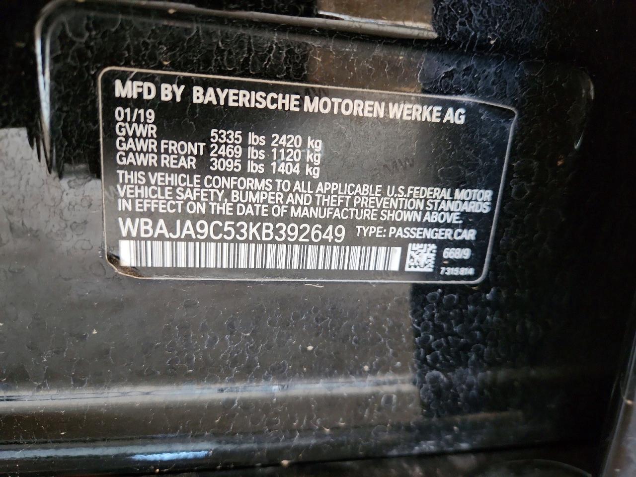 2019 BMW 5 SERIES
