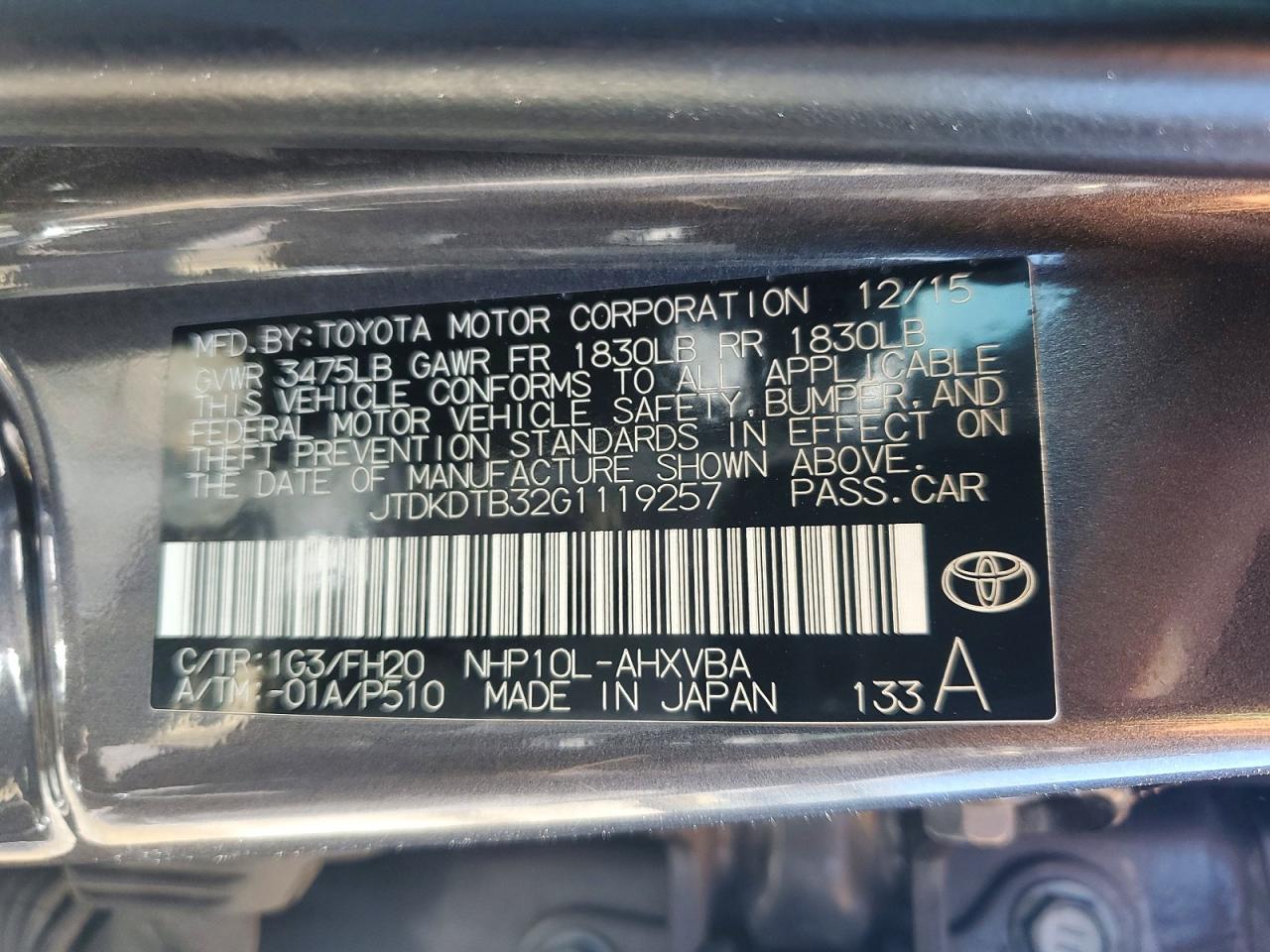 2016 TOYOTA PRIUS