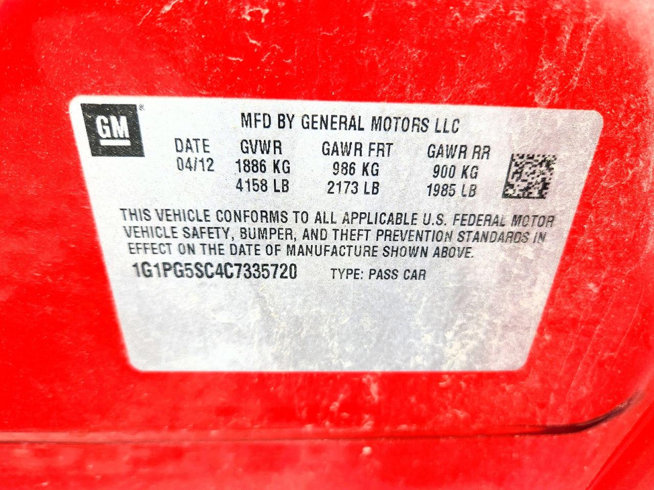 2012 CHEVROLET CRUZE