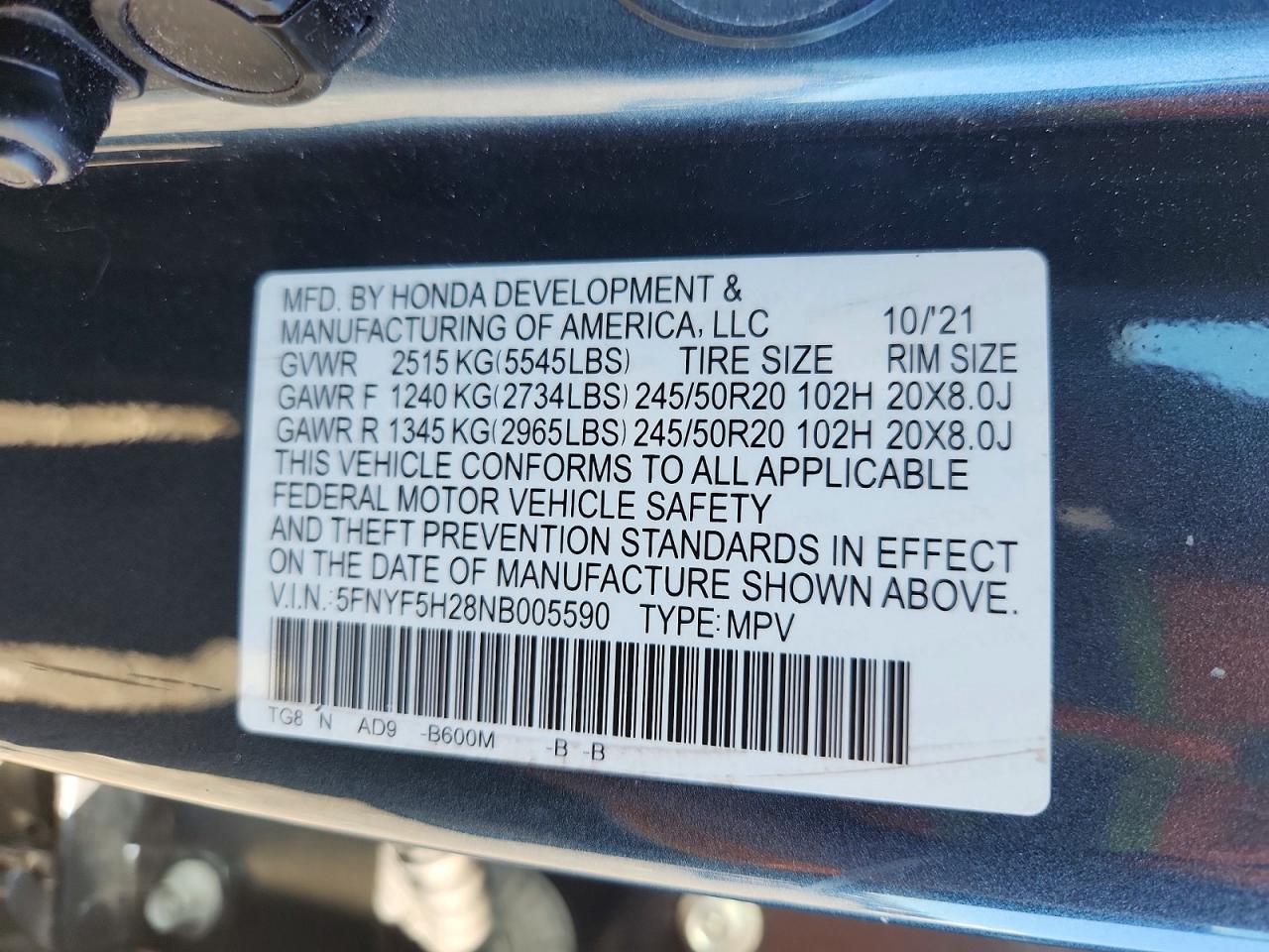 2022 HONDA PILOT