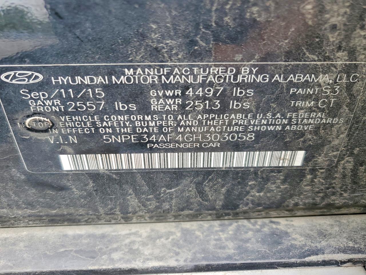 2016 HYUNDAI SONATA