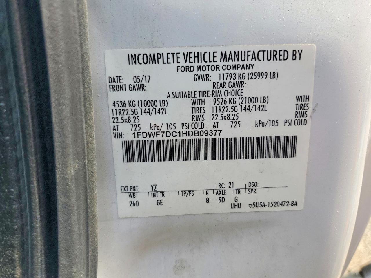 2017 FORD F750