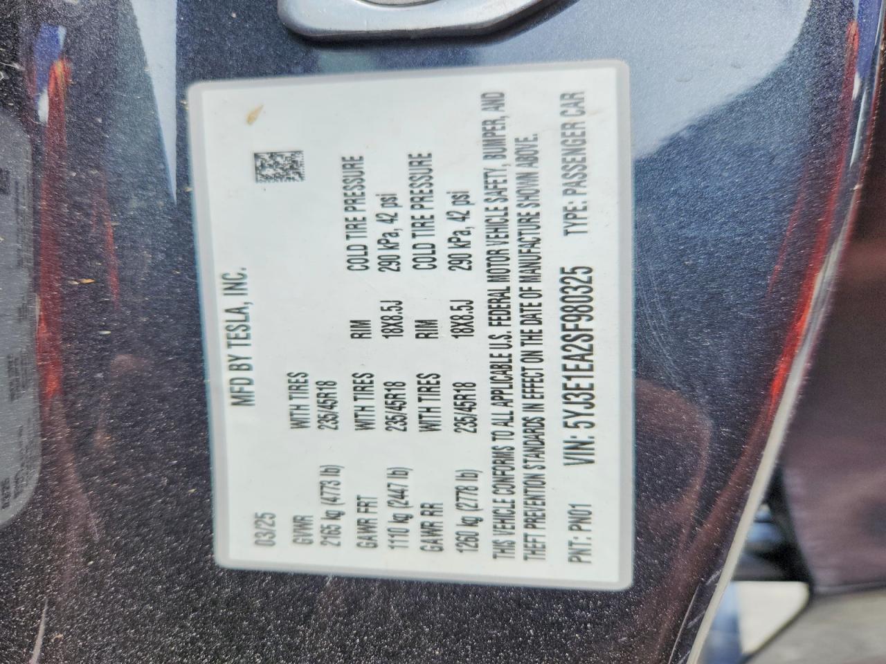 2025 TESLA MODEL 3