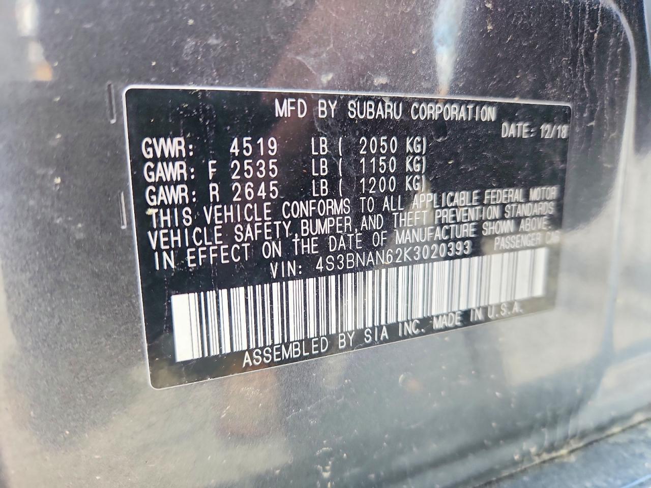 2019 SUBARU LEGACY