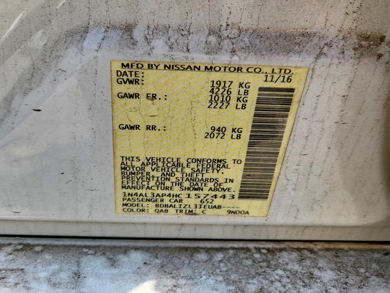 2017 NISSAN ALTIMA