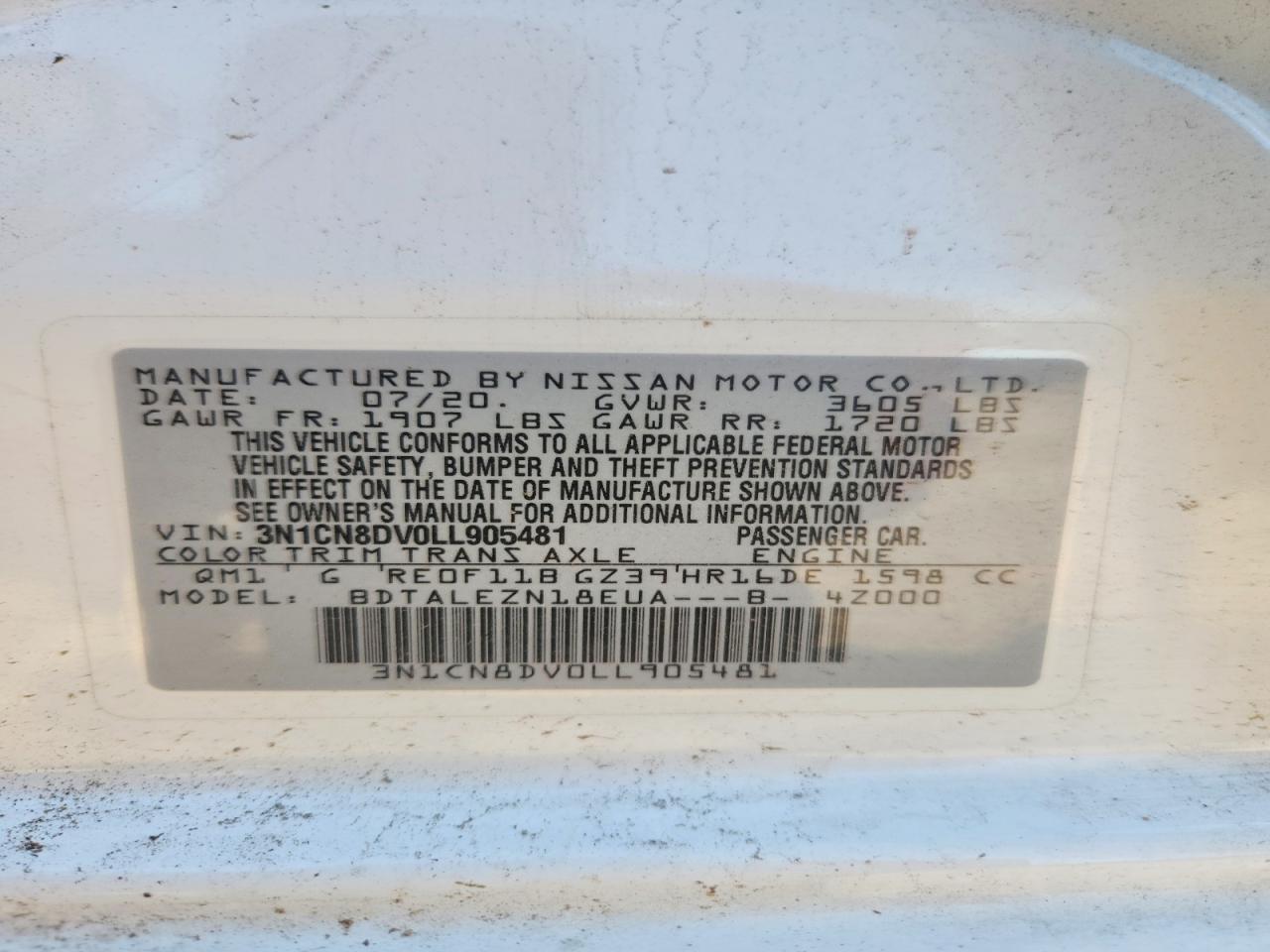 2020 NISSAN VERSA