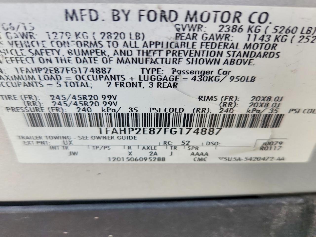 2015 FORD TAURUS