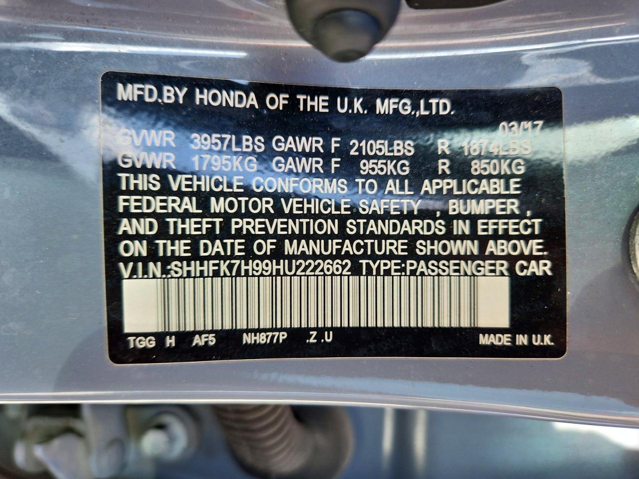 2017 HONDA CIVIC