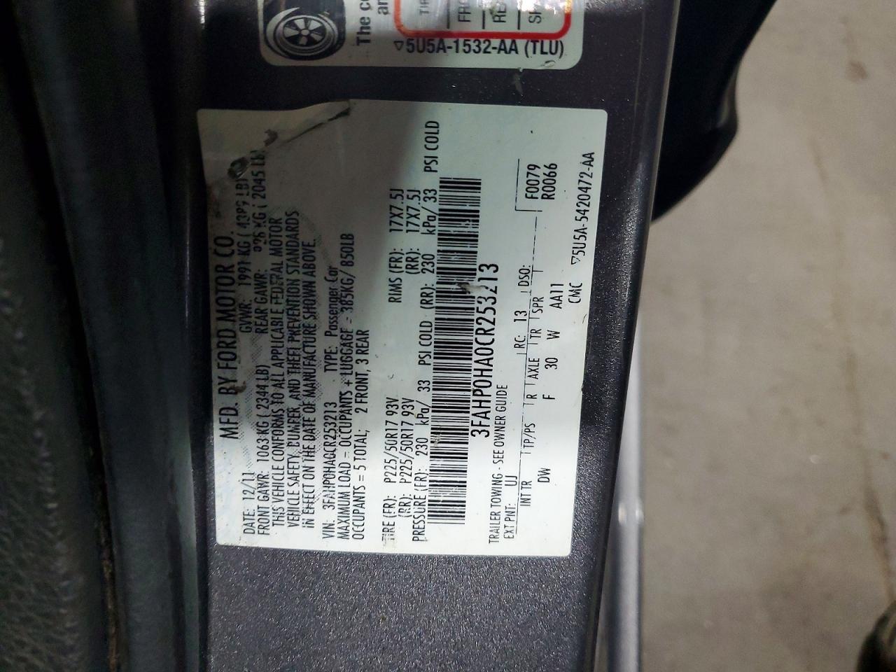 2012 FORD FUSION