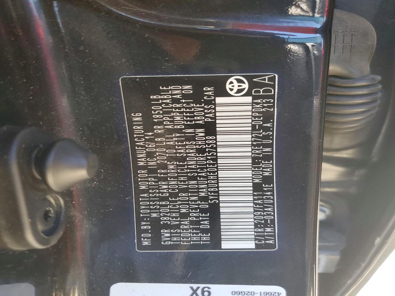 2014 TOYOTA COROLLA