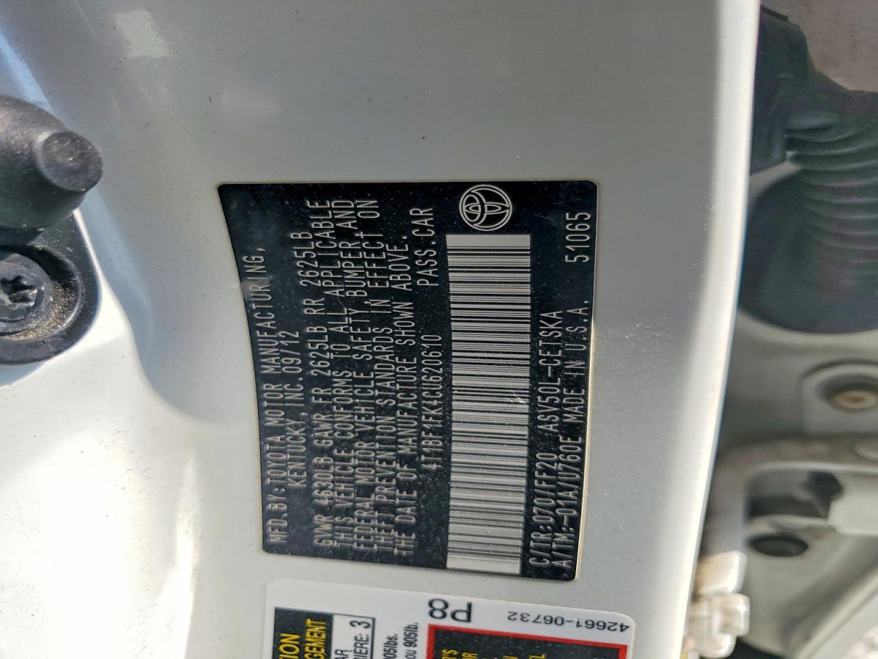 2012 TOYOTA CAMRY