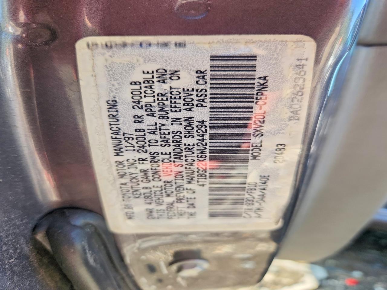 1998 TOYOTA CAMRY