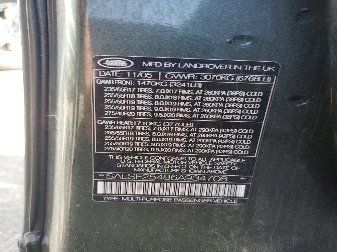 2006 LAND ROVER RANGEROVER