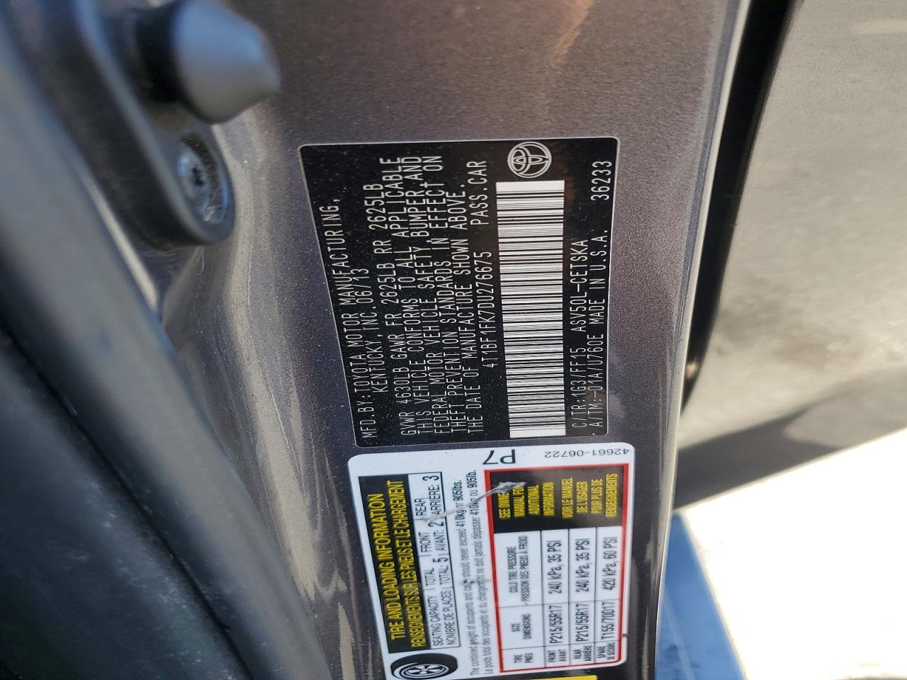 2013 TOYOTA CAMRY