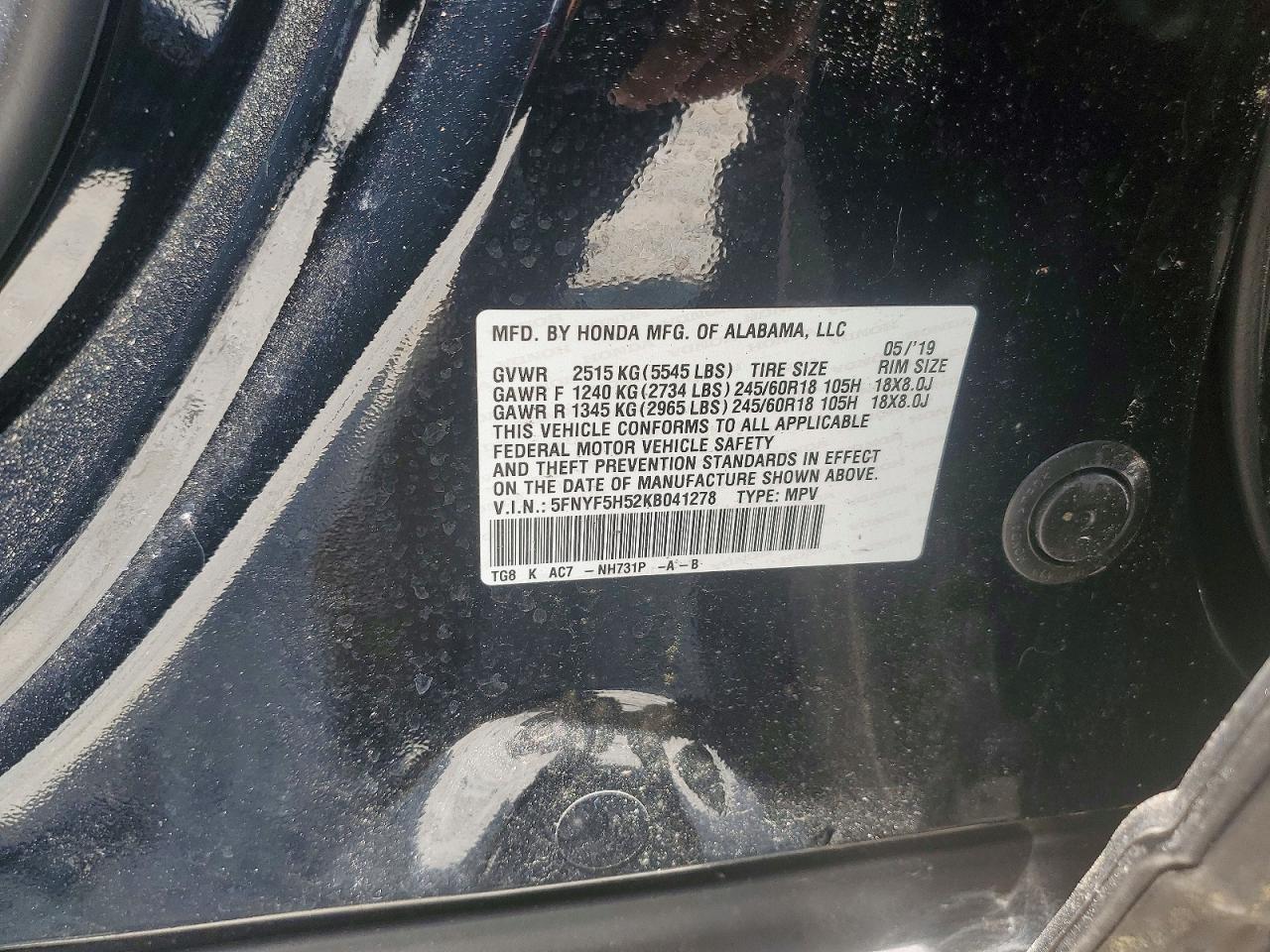 2019 HONDA PILOT