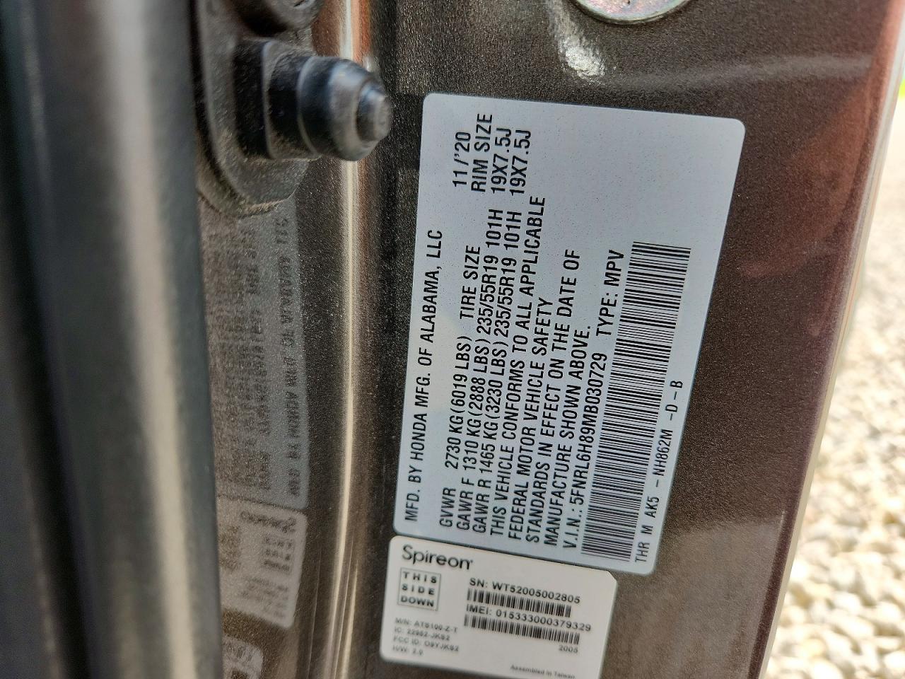2021 HONDA ODYSSEY