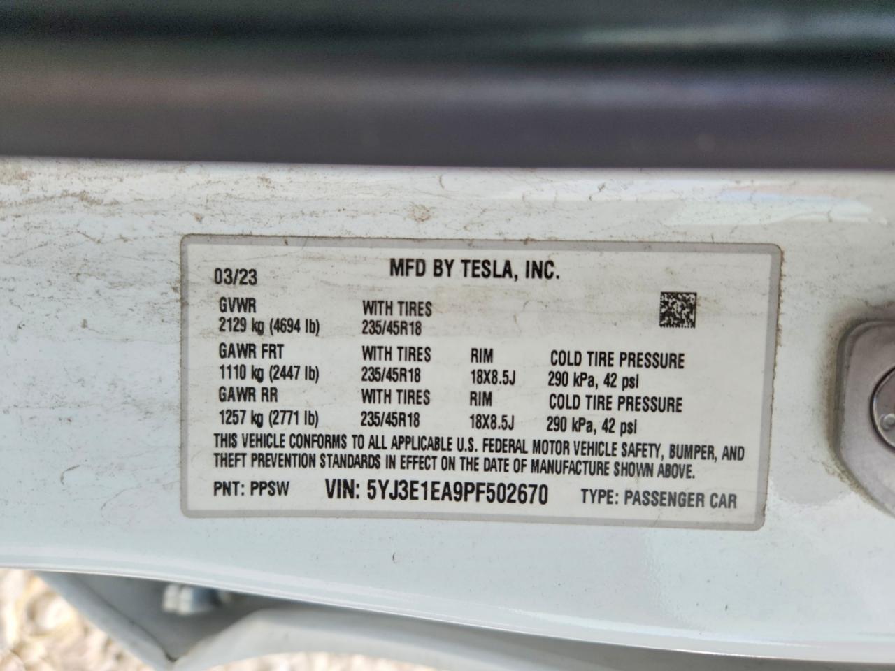 2023 TESLA MODEL 3