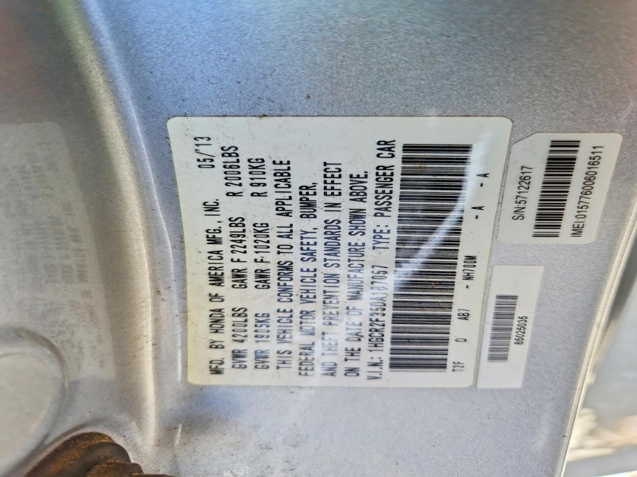 2013 HONDA ACCORD