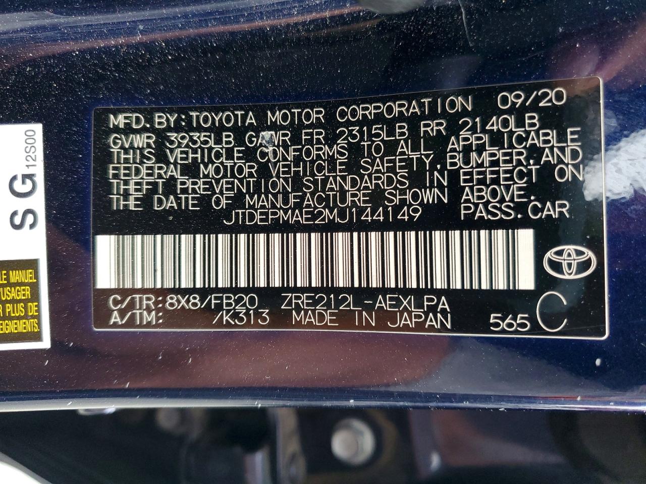 2021 TOYOTA COROLLA