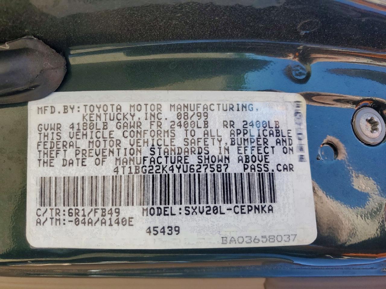 2000 TOYOTA CAMRY