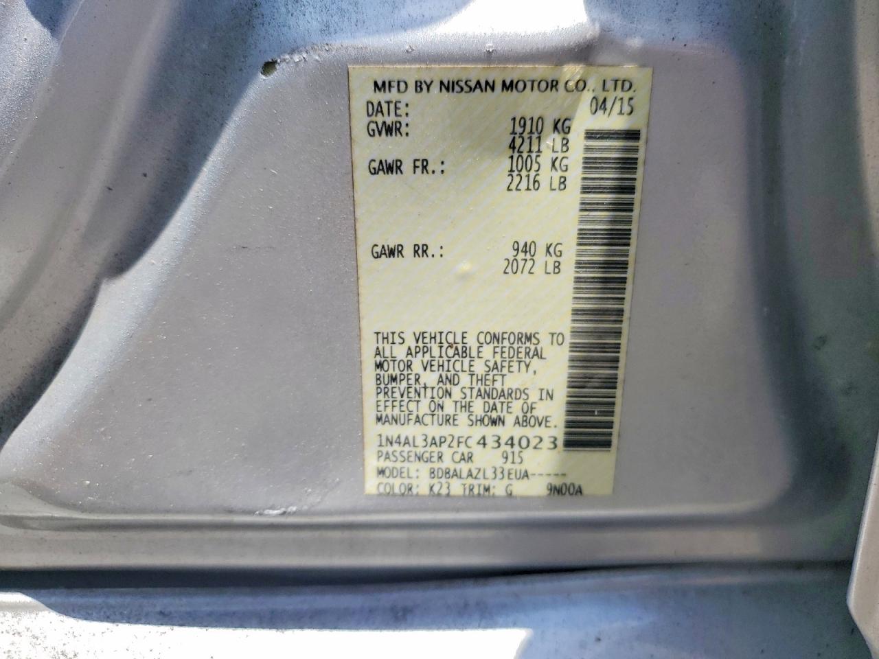2015 NISSAN ALTIMA