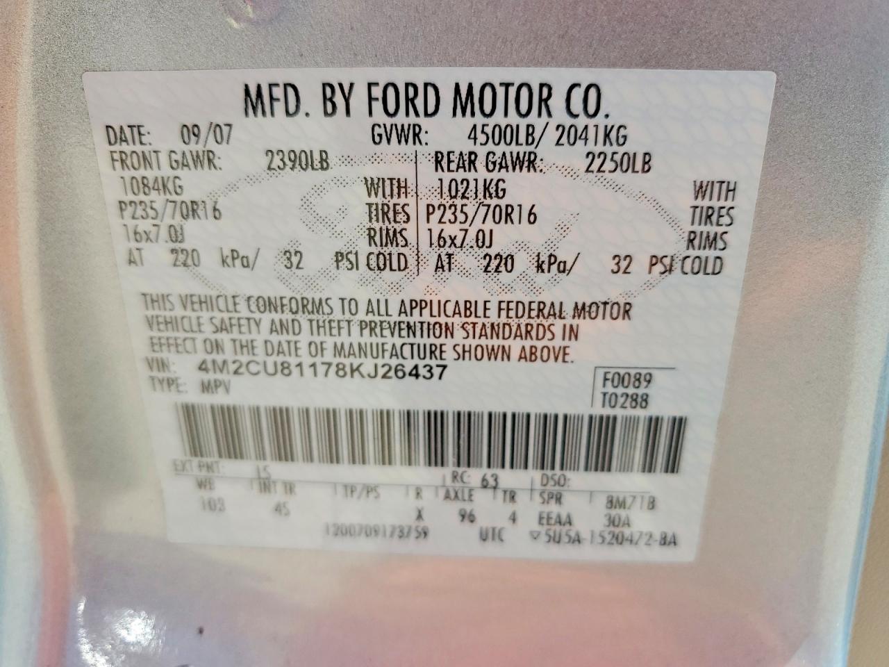 2008 MERCURY MARINER