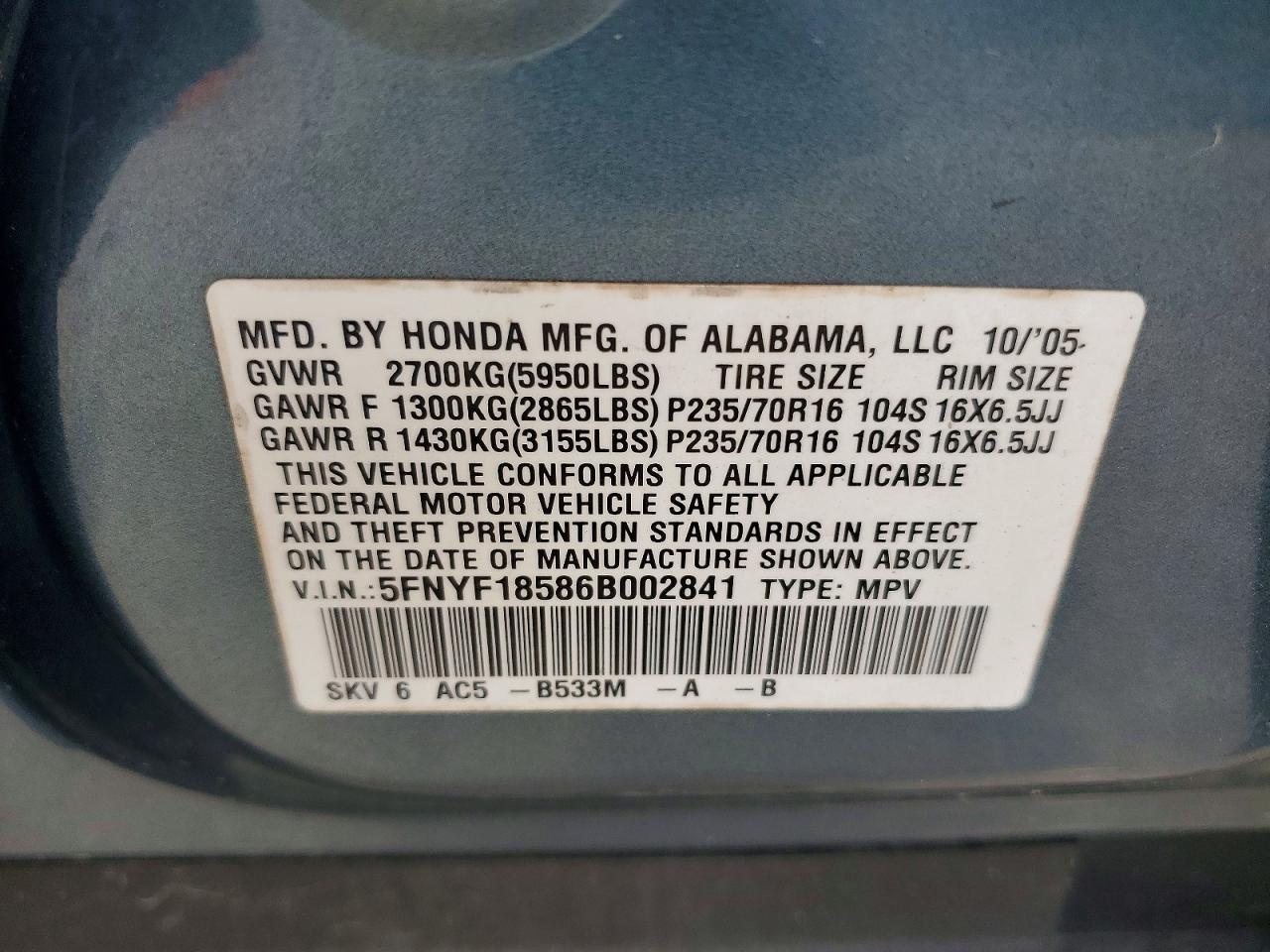 2006 HONDA PILOT