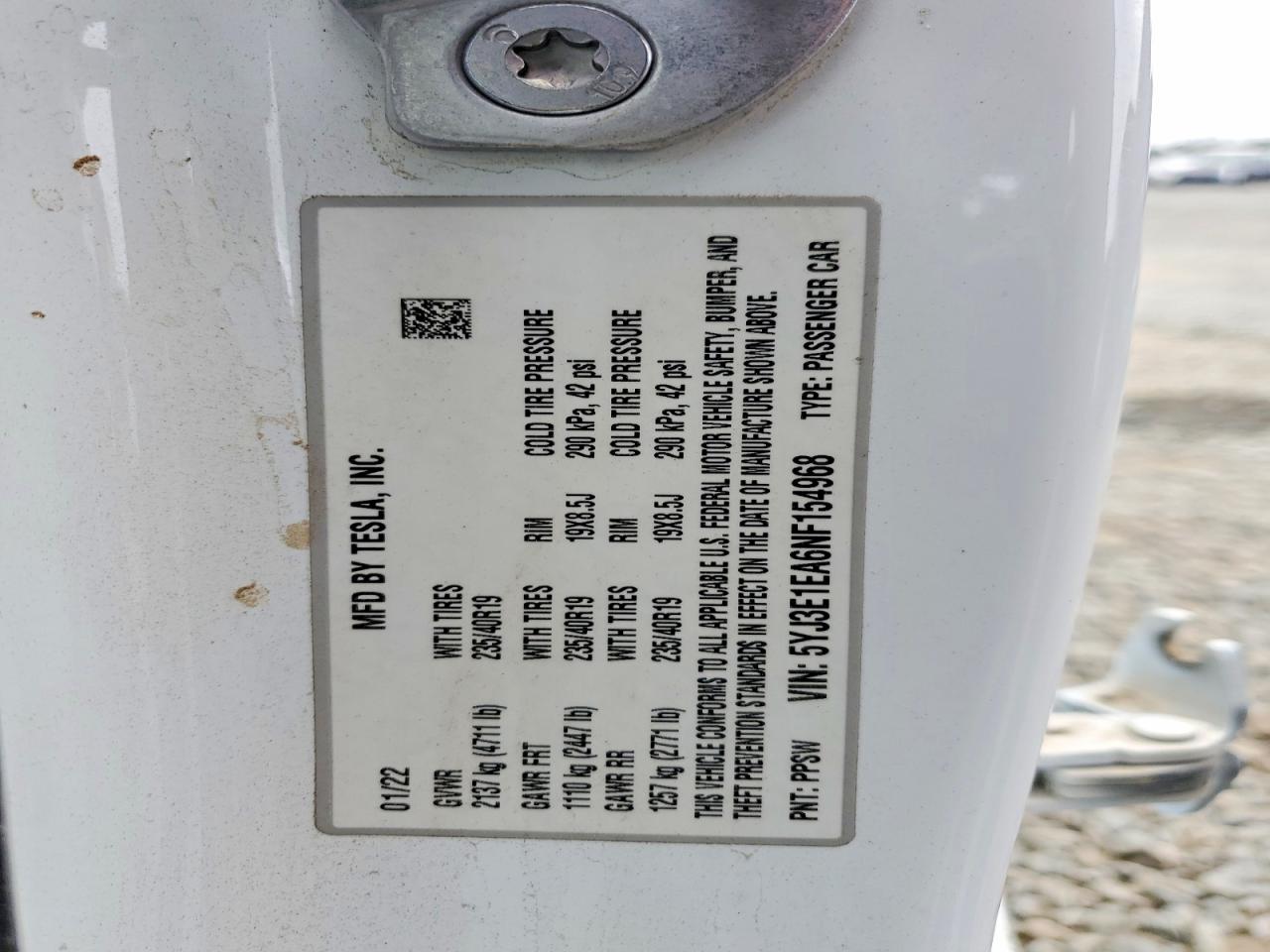 2022 TESLA MODEL 3