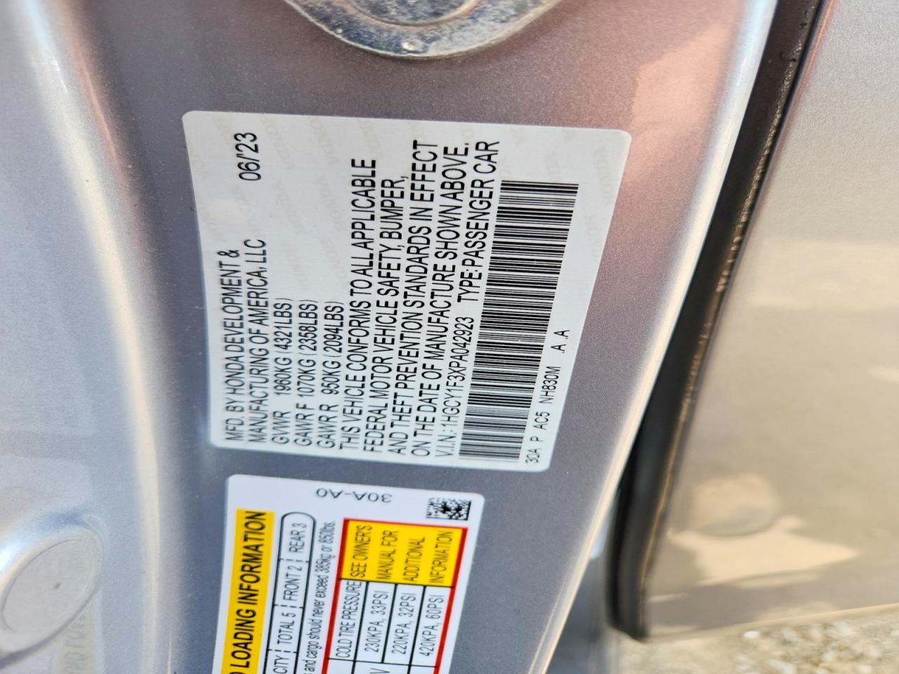2023 HONDA ACCORD
