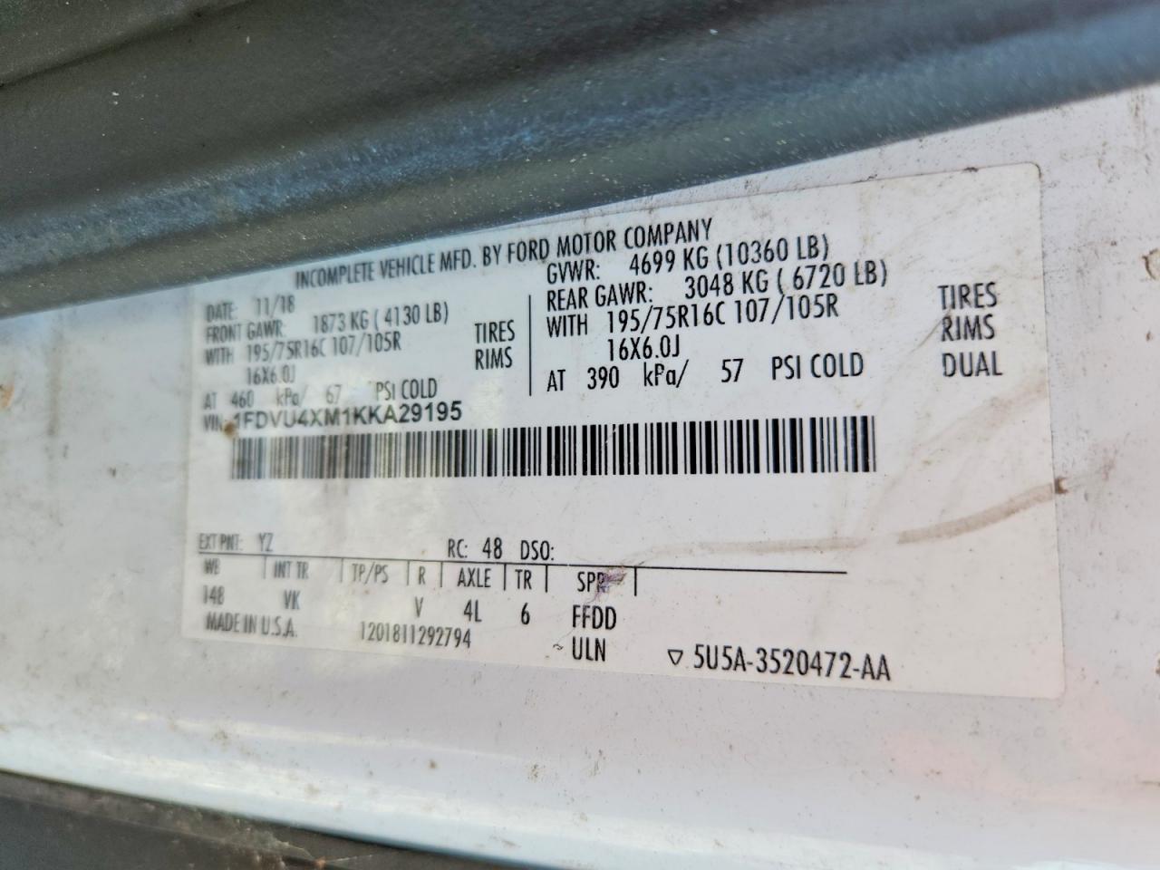 2019 FORD TRANSIT