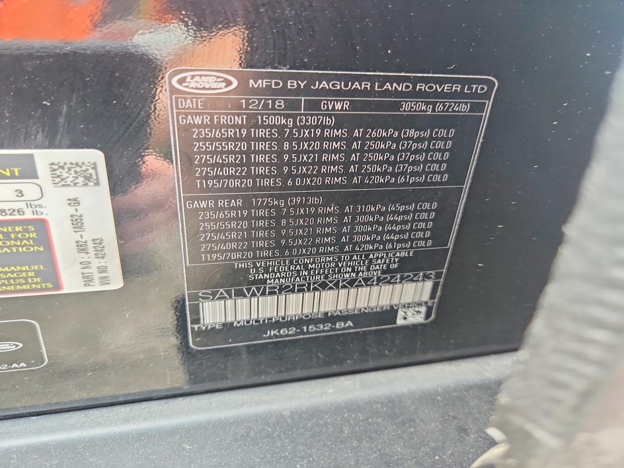 2019 LAND ROVER RANGEROVER