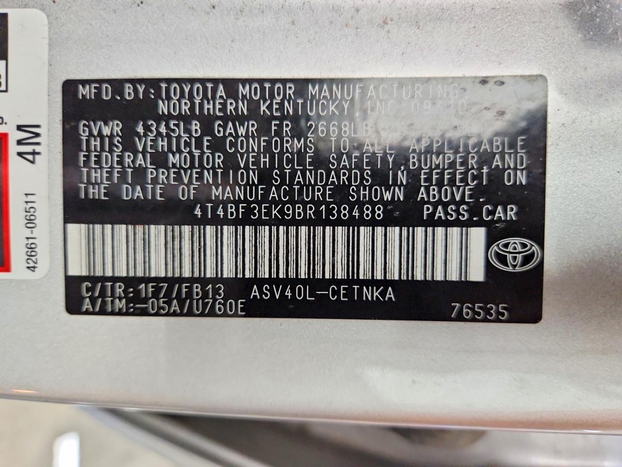 2011 TOYOTA CAMRY