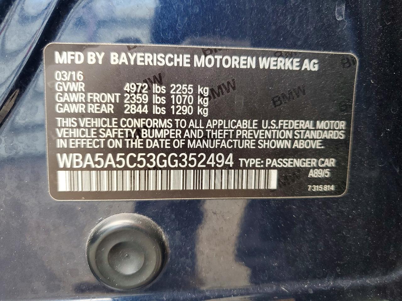 2016 BMW 5 SERIES