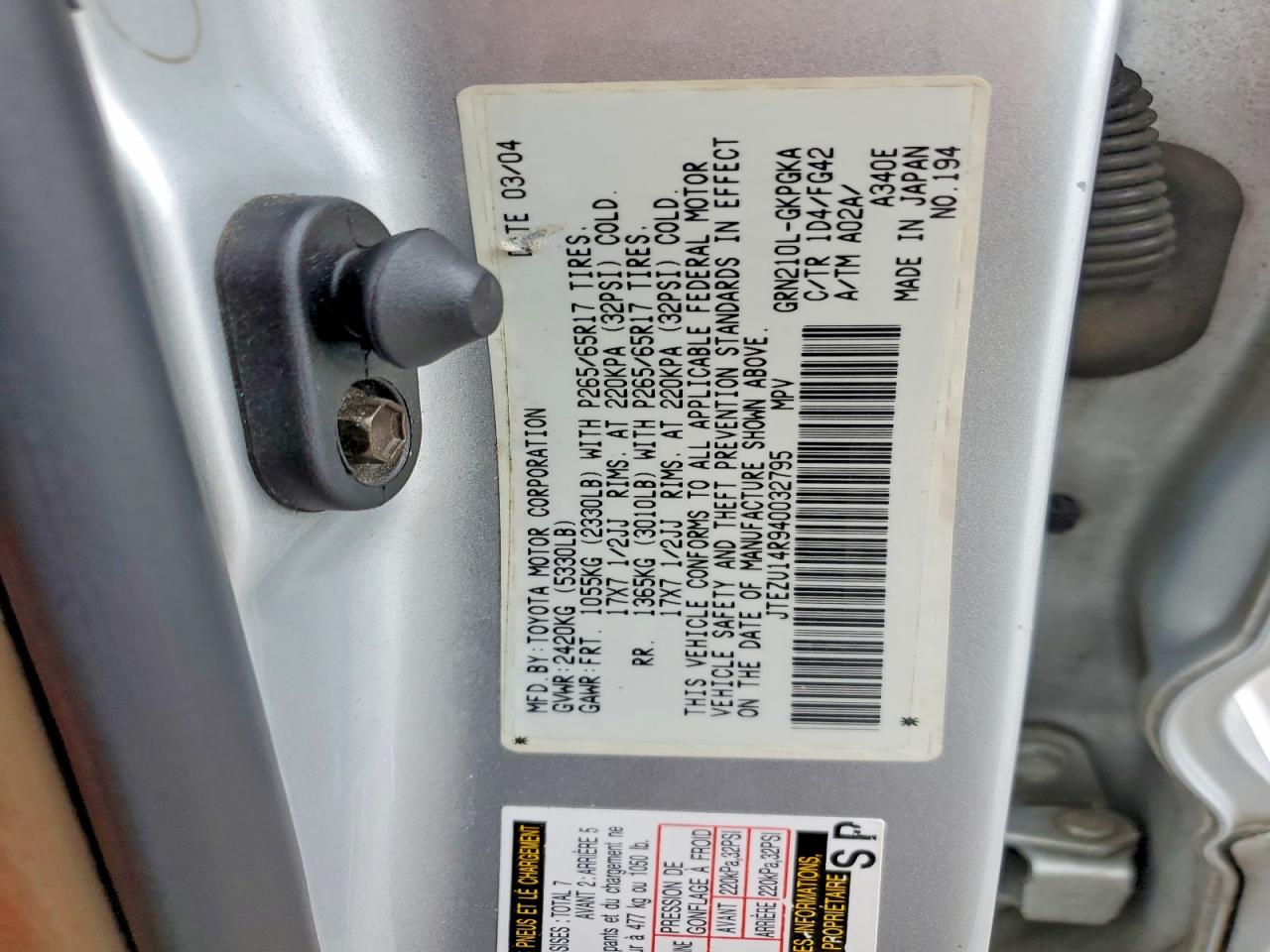 2004 TOYOTA 4RUNNER