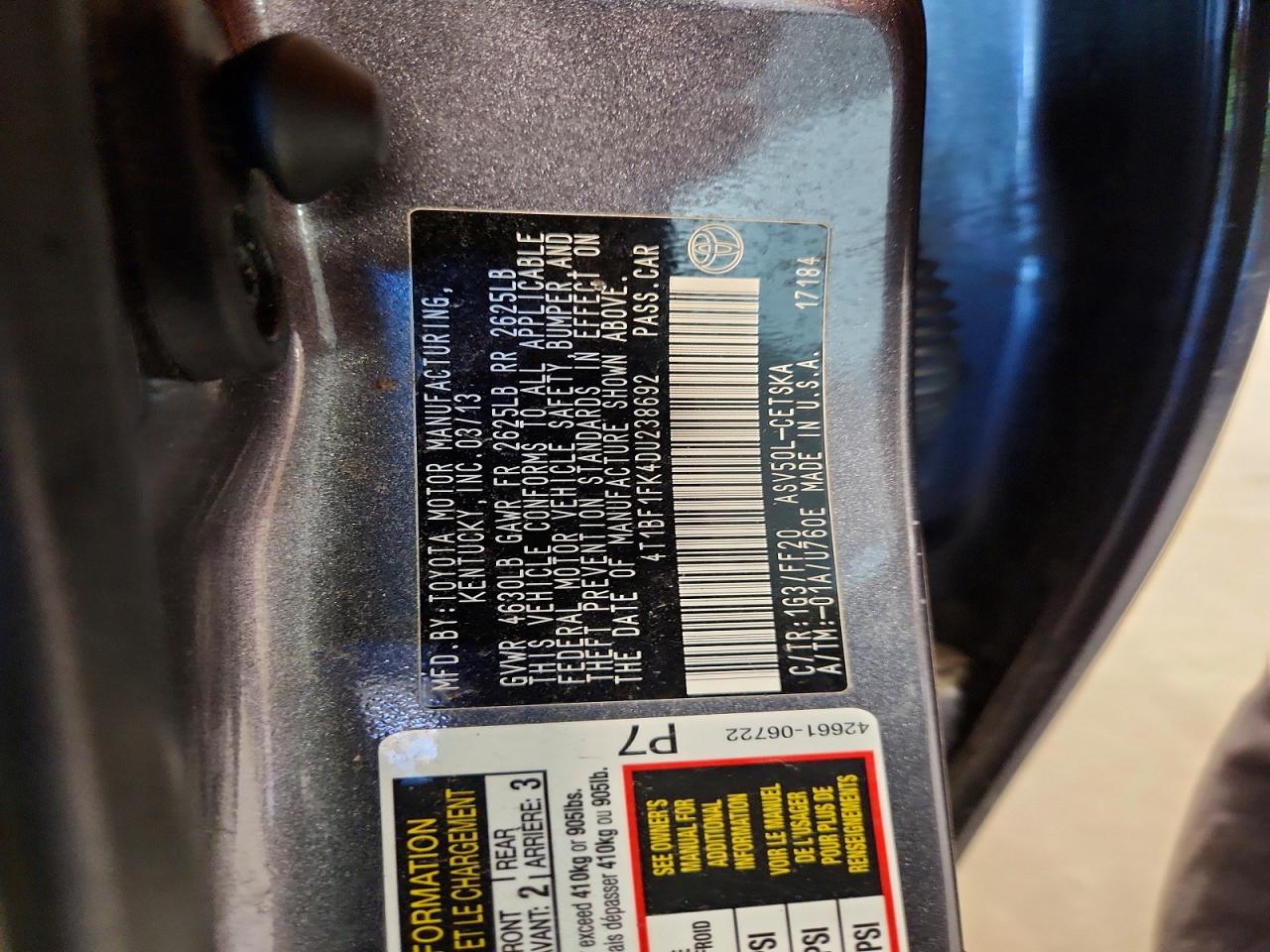 2013 TOYOTA CAMRY