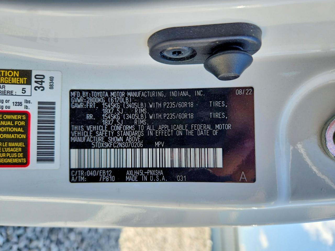 2022 TOYOTA SIENNA