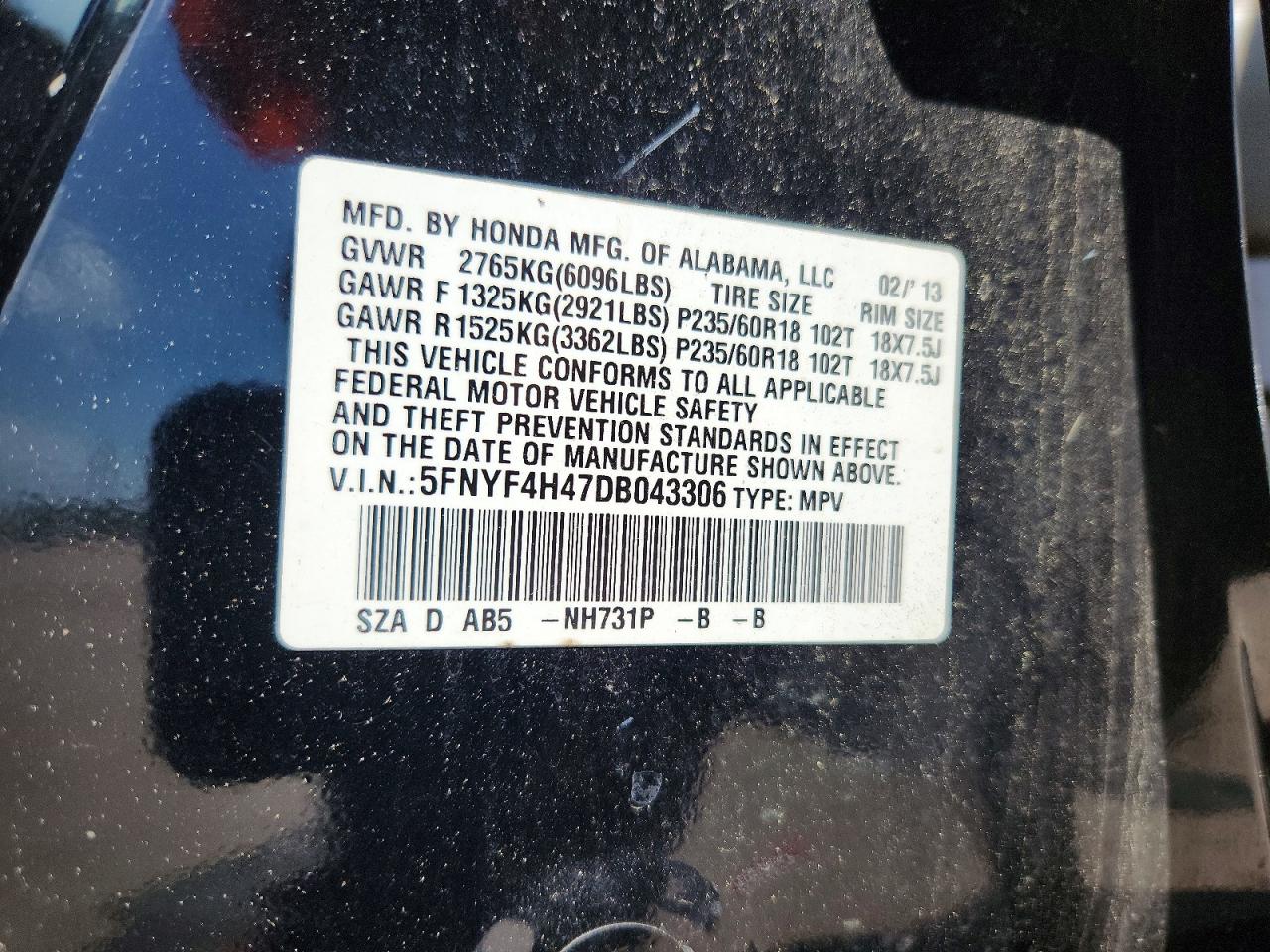 2013 HONDA PILOT