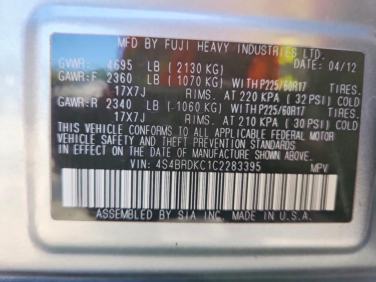 2012 SUBARU OUTBACK