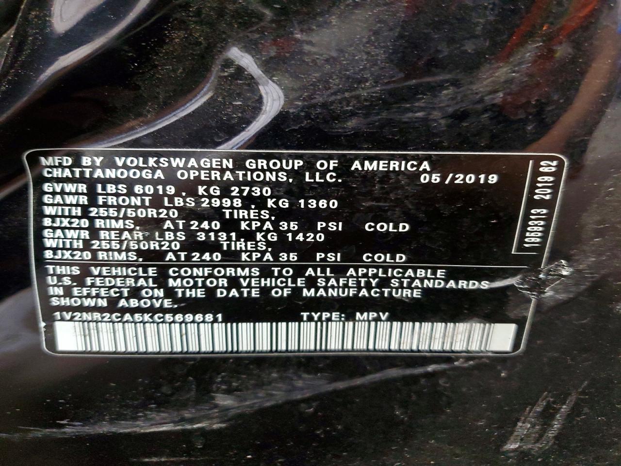 2019 VOLKSWAGEN ATLAS