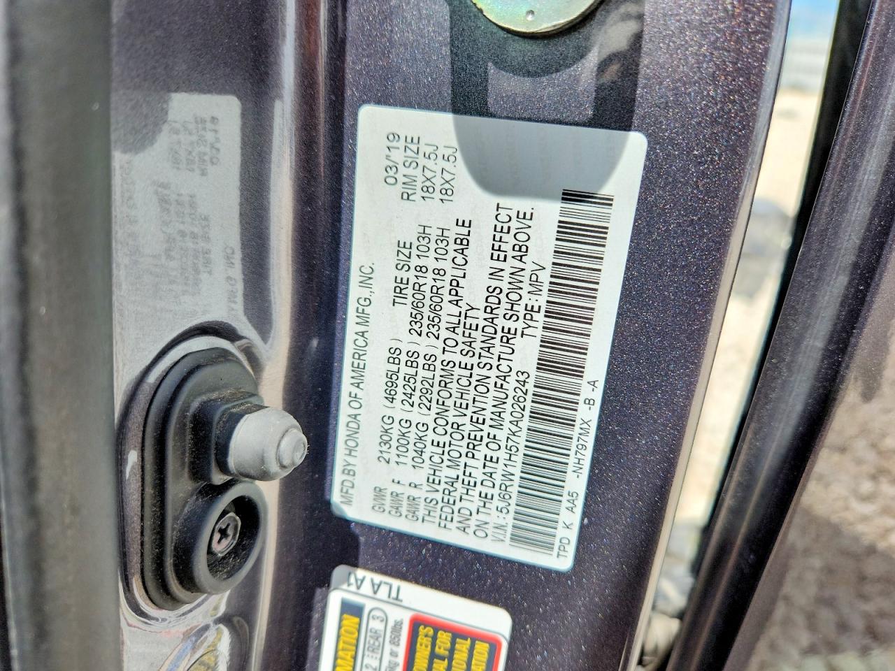 2019 HONDA CRV