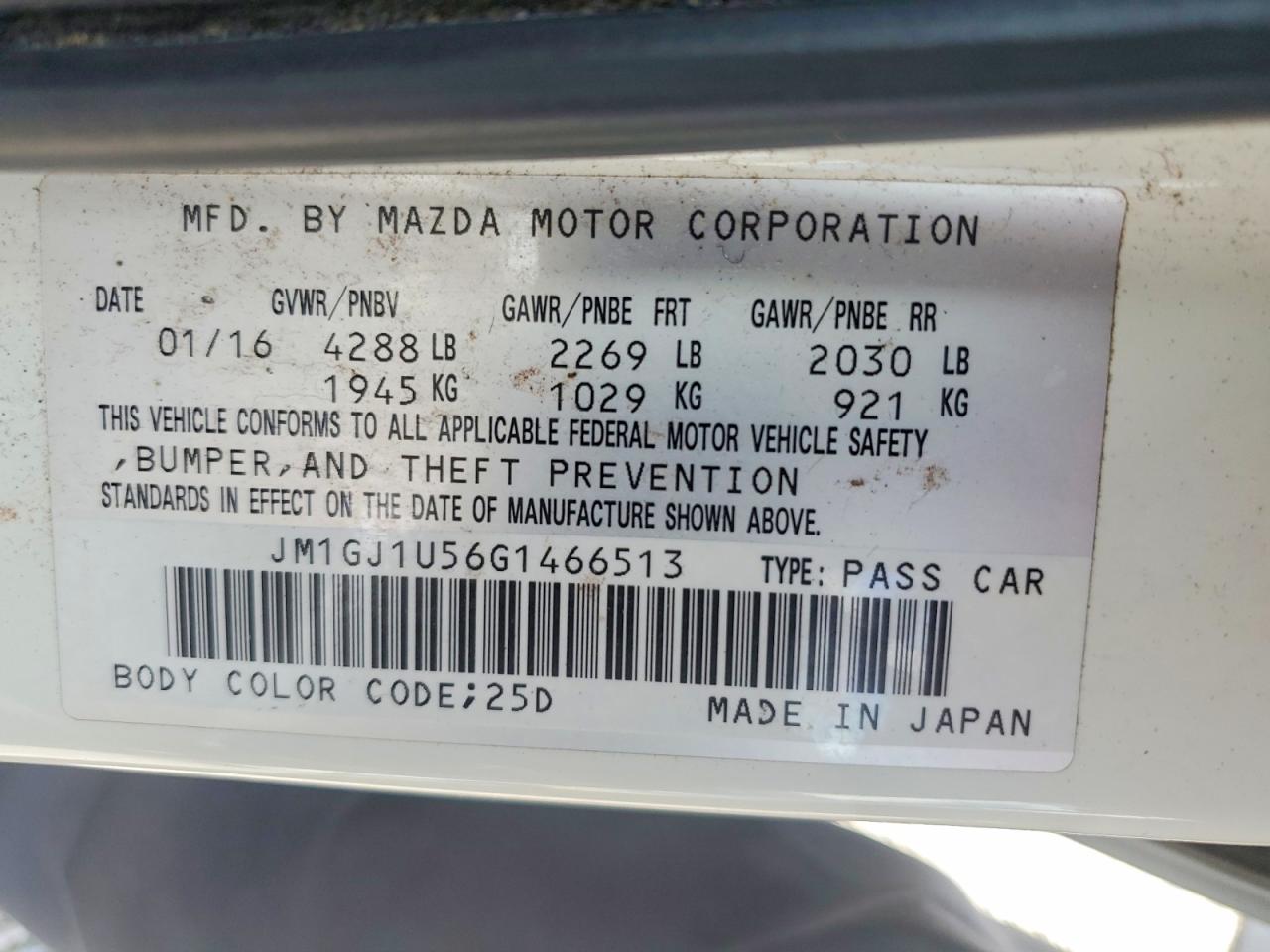 2016 MAZDA 6