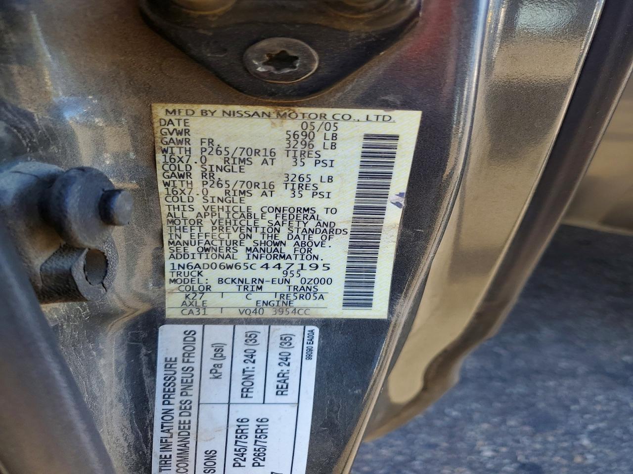 2005 NISSAN FRONTIER