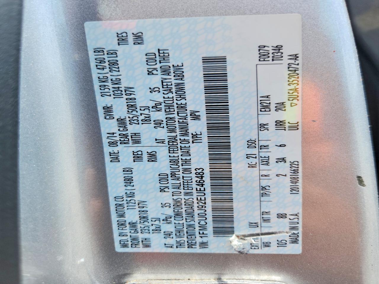 2014 FORD ESCAPE