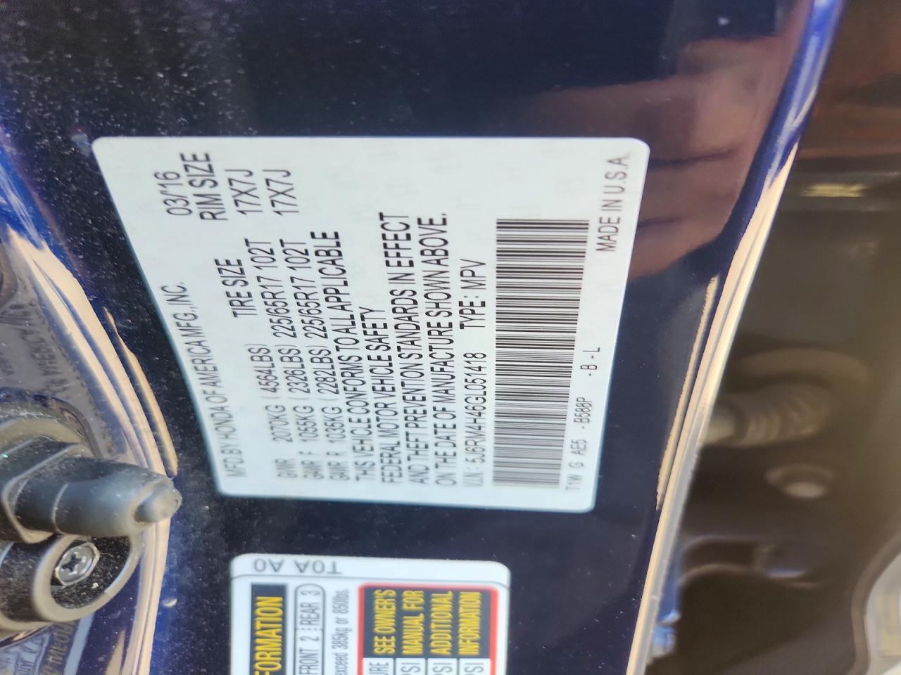 2016 HONDA CRV