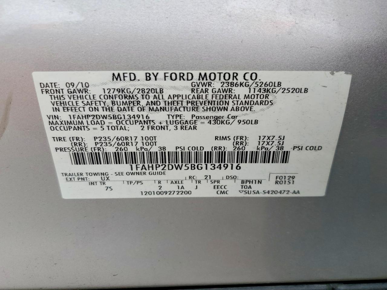2011 FORD TAURUS