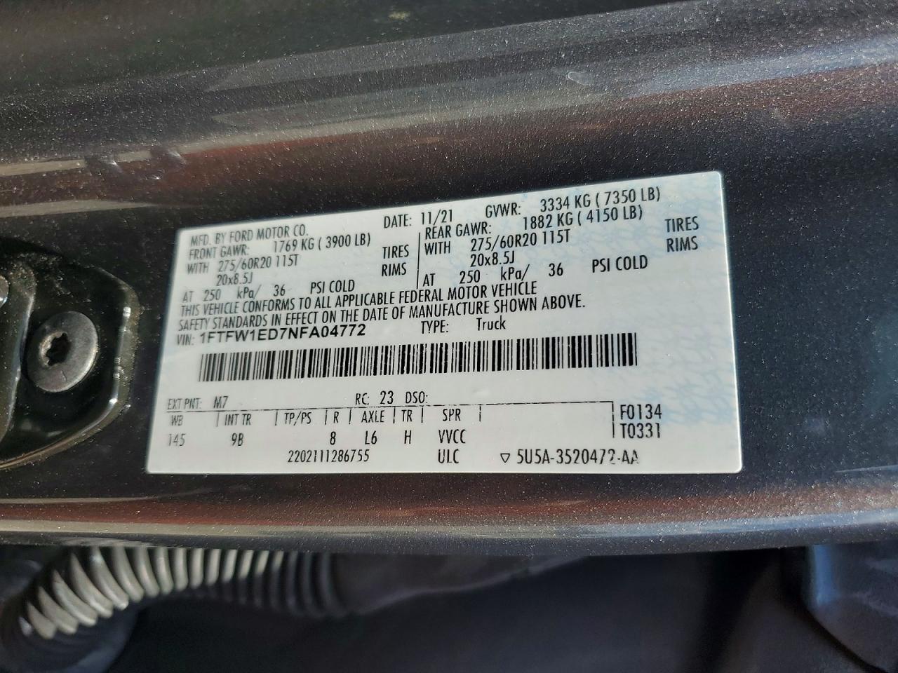 2022 FORD F150